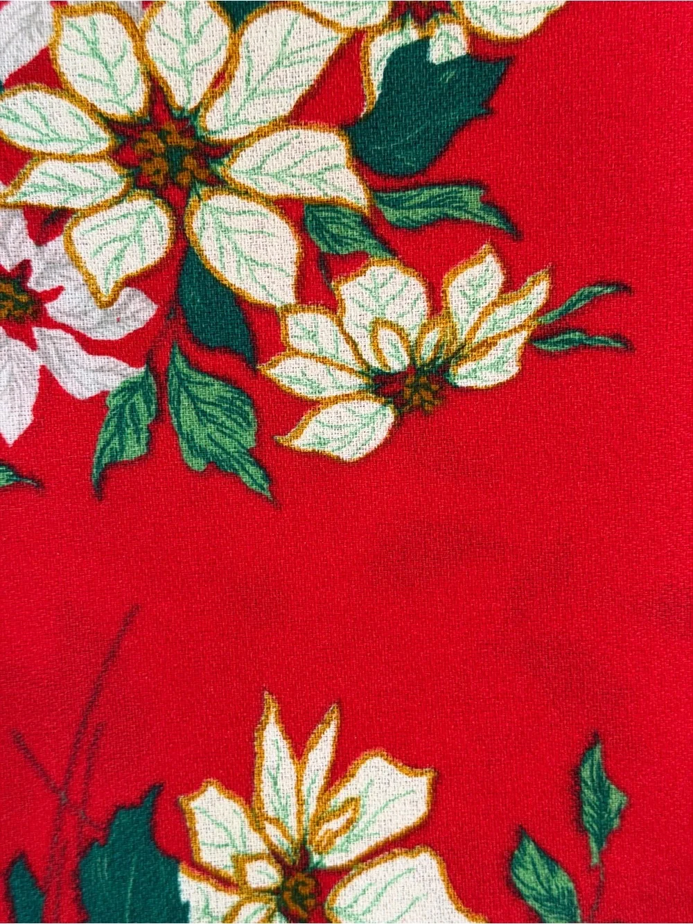 🆕Vintage 1990s Color Tone poinsettia red Christmas tablecloth 52”x52” NOS cotton